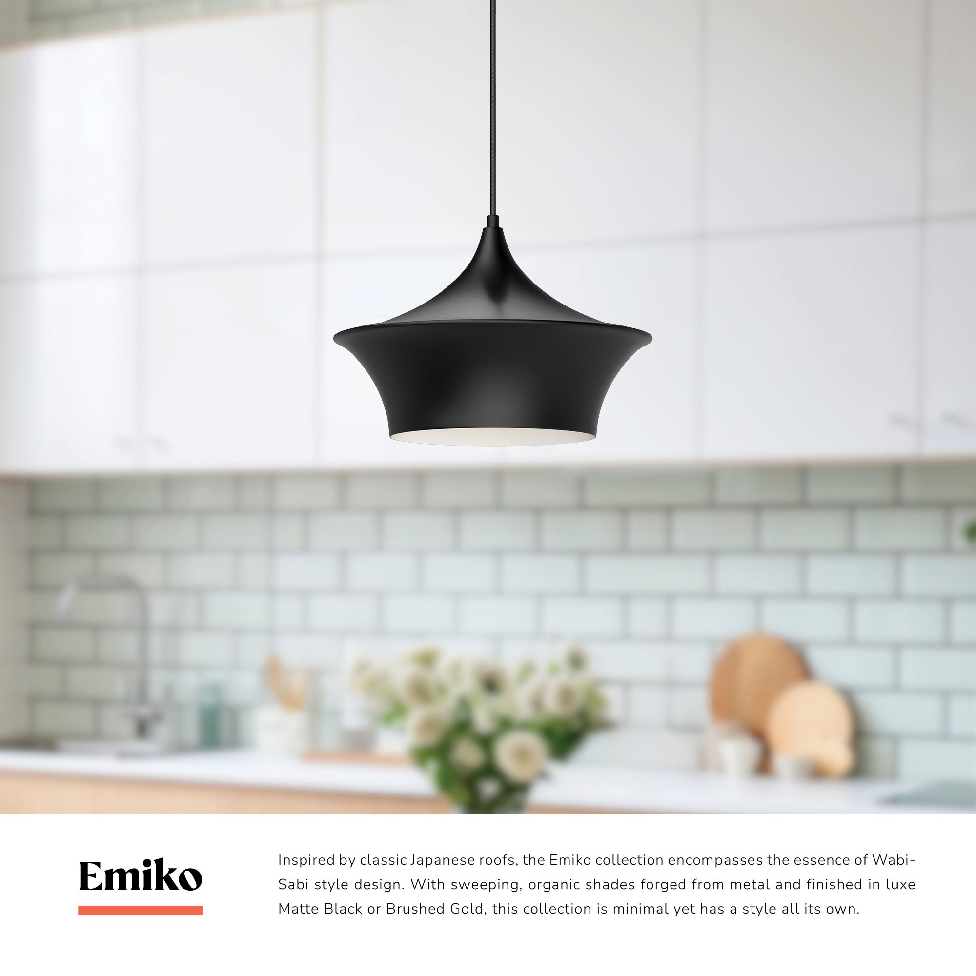Image 3 Emiko 13" Wide Matte Black Pendant Light more views