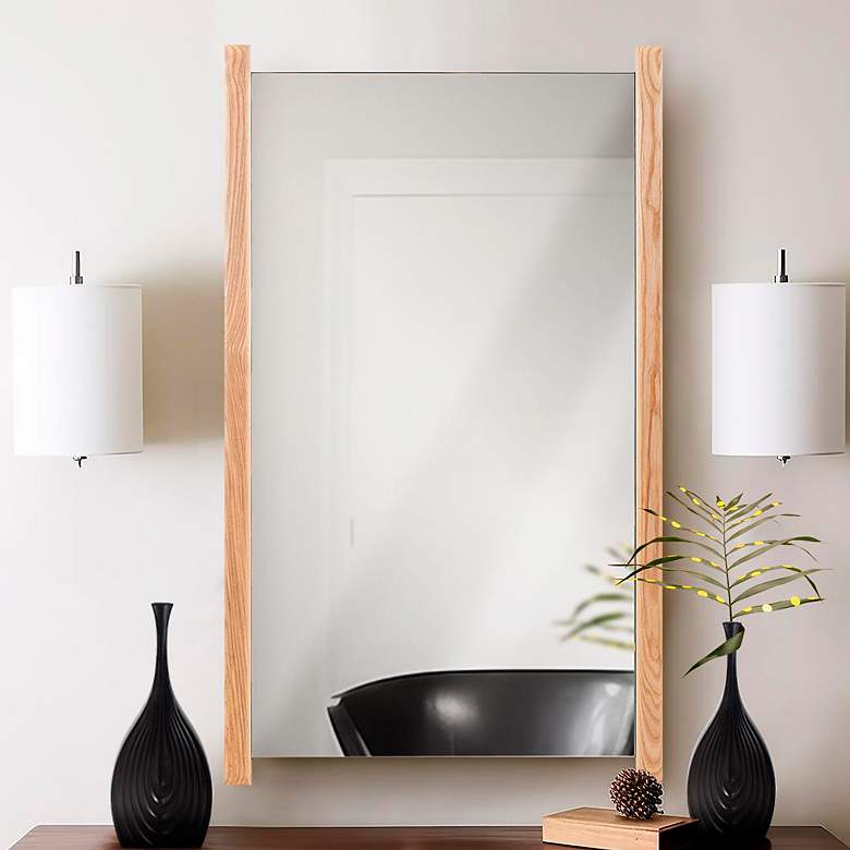 Image 1 Emil Bleached Oak 24" x 40" Rectangular Vanity Wall Mirror