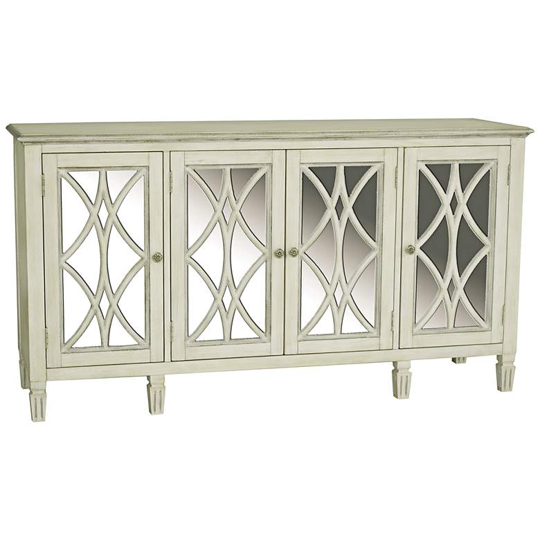 Image 1 Emila 64" Wide Florence White 4-Door Mirrored Server Table
