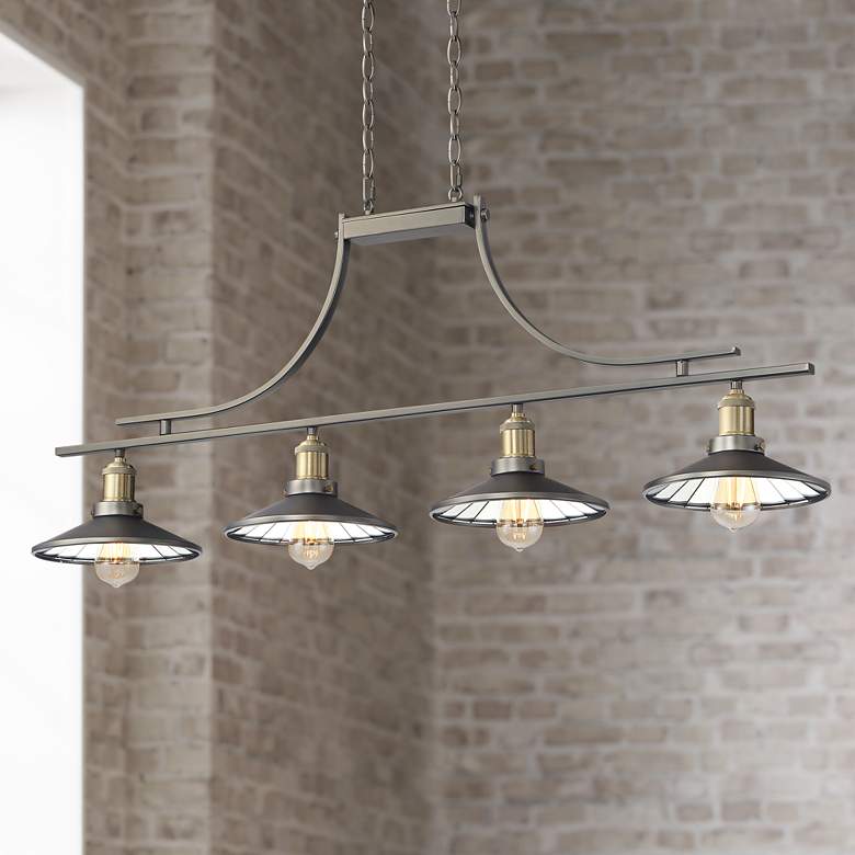 Image 1 Emile Urban Industrial 43 1/2" Wide 4-Light LED Bulb Island Pendant