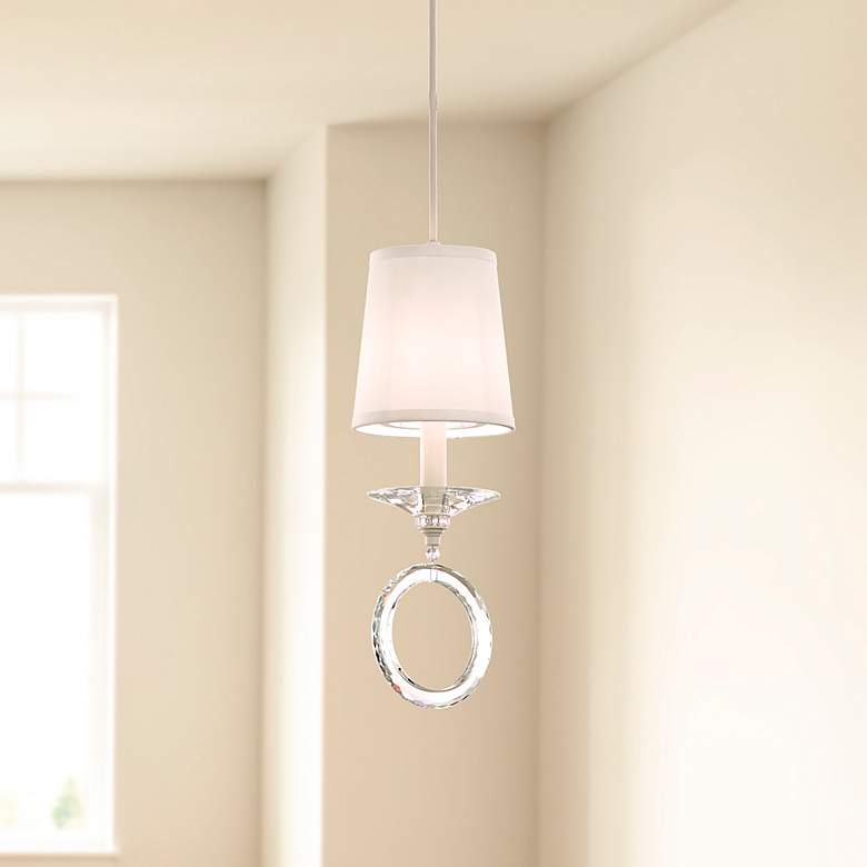 Image 1 Emilea 16.5"H x 6"W 1-Light Crystal Pendant in White