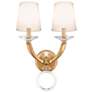 Emilea 20"H x 13"W 2-Light Crystal Wall Sconce in French Gold