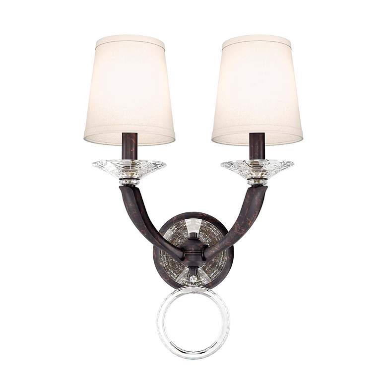 Image 2 Emilea 20"H x 13"W 2-Light Crystal Wall Sconce in Heirloom Bronze