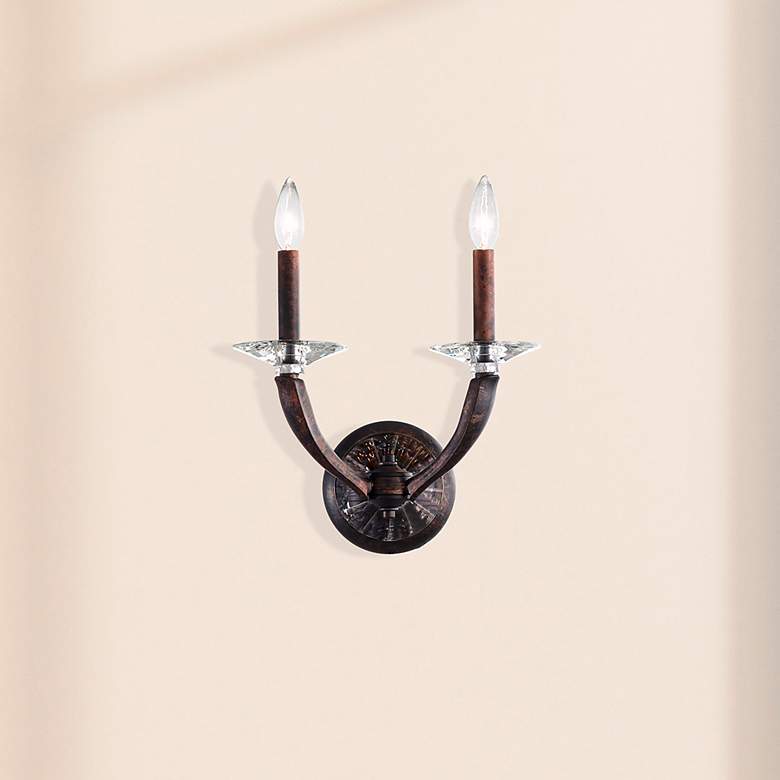 Image 1 Emilea 20"H x 13"W 2-Light Crystal Wall Sconce in Heirloom Bronze