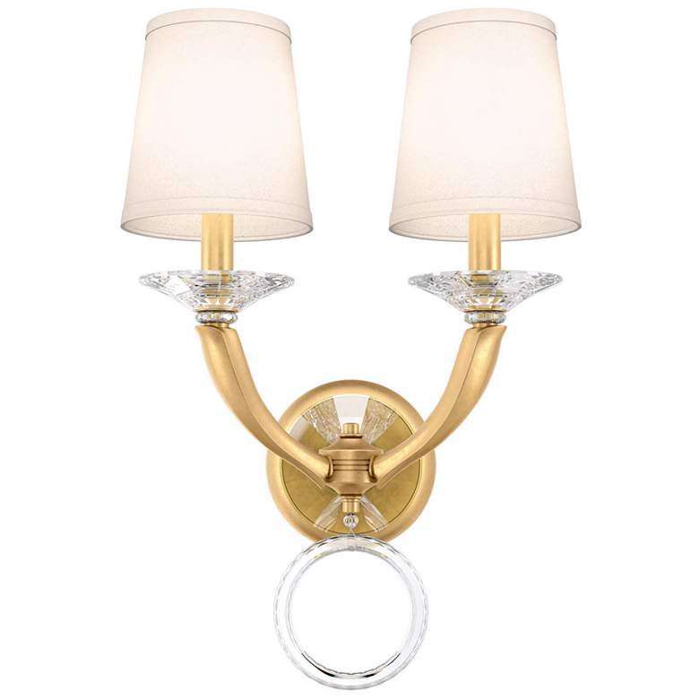 Image 1 Emilea 20"H x 13"W 2-Light Crystal Wall Sconce in Heirloom Gold