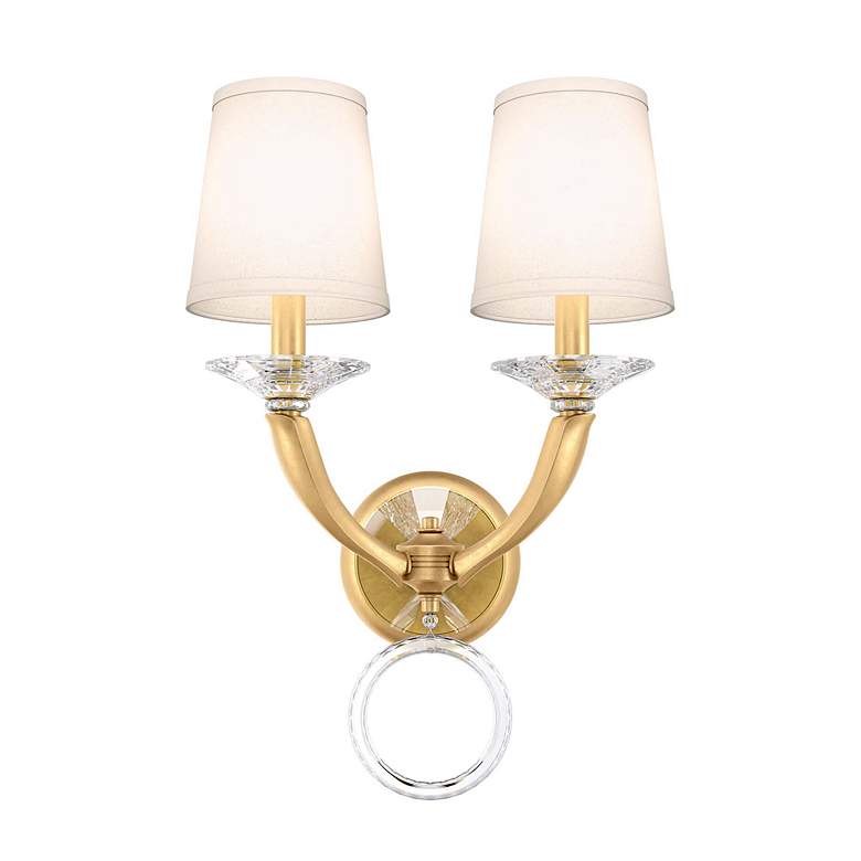 Image 1 Emilea 20 inchH x 13 inchW 2-Light Crystal Wall Sconce in Heirloom Gold