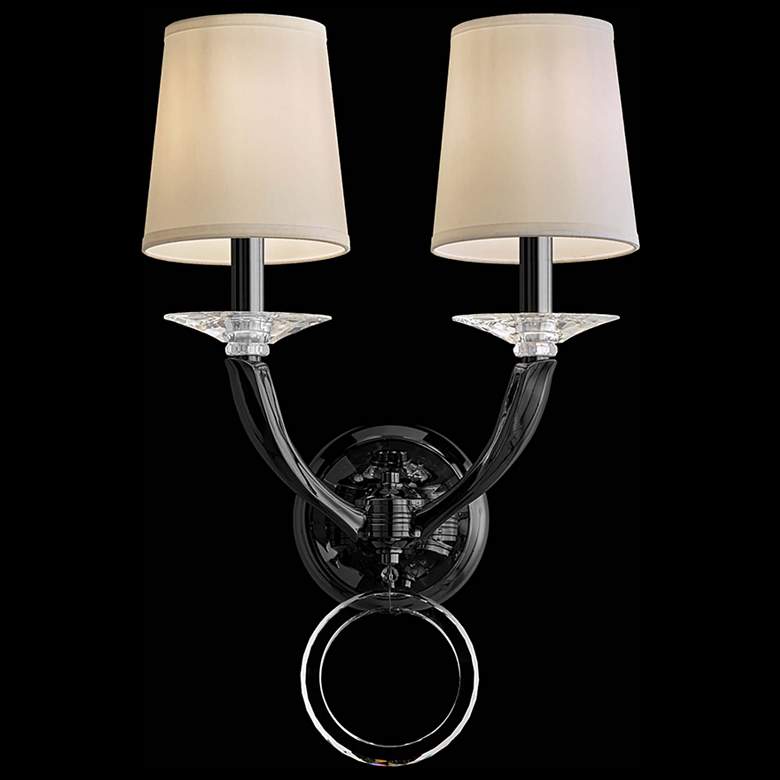 Image 1 Emilea 20 inchH x 13 inchW 2-Light Crystal Wall Sconce in Jet Black