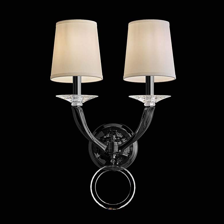 Image 2 Emilea 20"H x 13"W 2-Light Crystal Wall Sconce in Jet Black