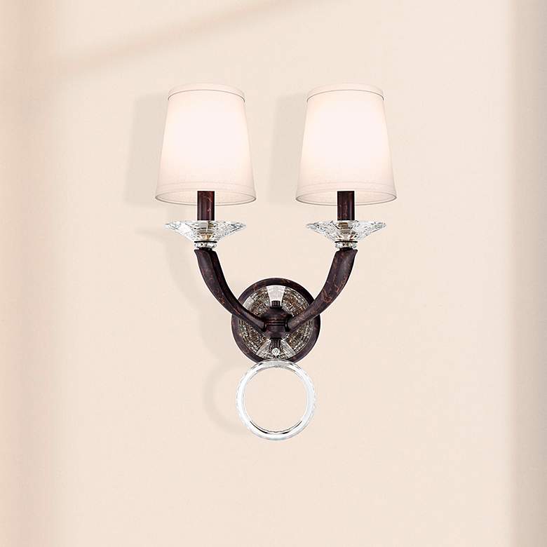 Image 1 Emilea 20"H x 13"W 2-Light Crystal Wall Sconce in Jet Black