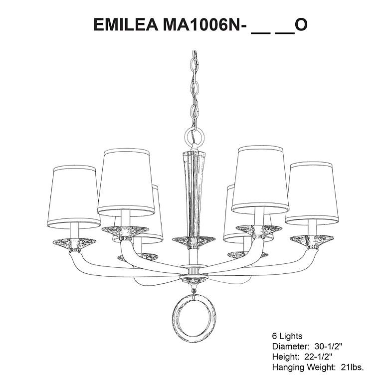 Image 7 Emilea 22.5"H x 30.5"W 6-Light Crystal Chandelier in Heirloom Gol more views