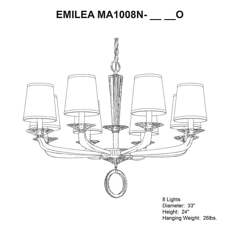 Image 5 Emilea 24"H x 33"W 8-Light Crystal Chandelier in Heirloom Gold more views