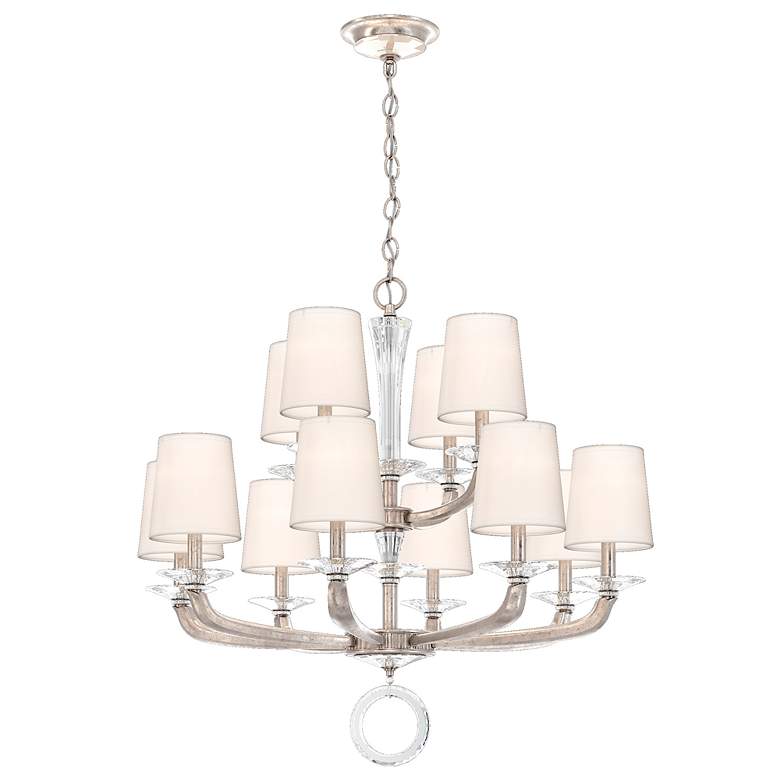 Image 1 Emilea 31"H x 33.5"W 12-Light Crystal Chandelier in Antique Silve