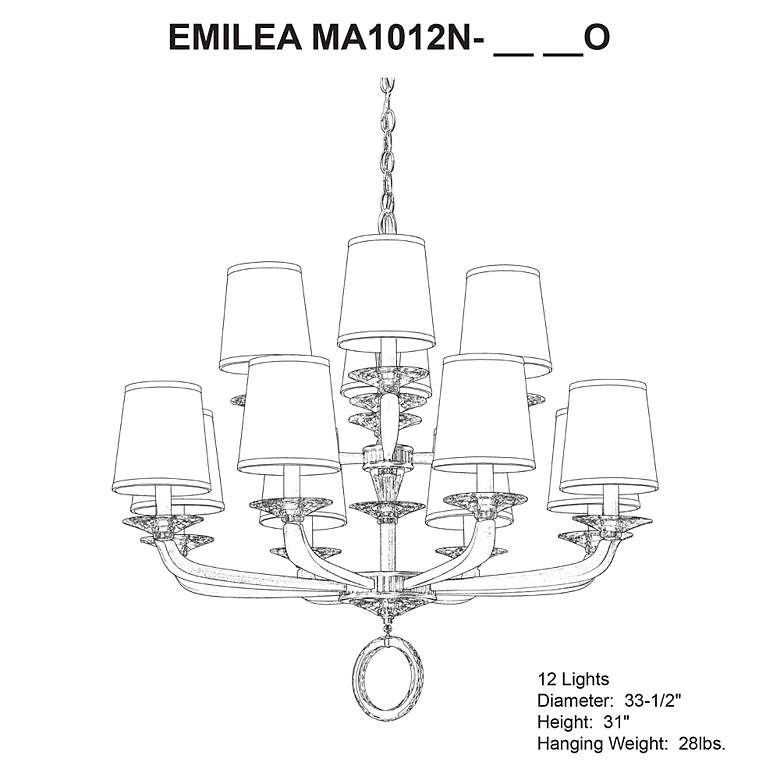 Image 3 Emilea 31"H x 33.5"W 12-Light Crystal Chandelier in Heirloom Gold more views