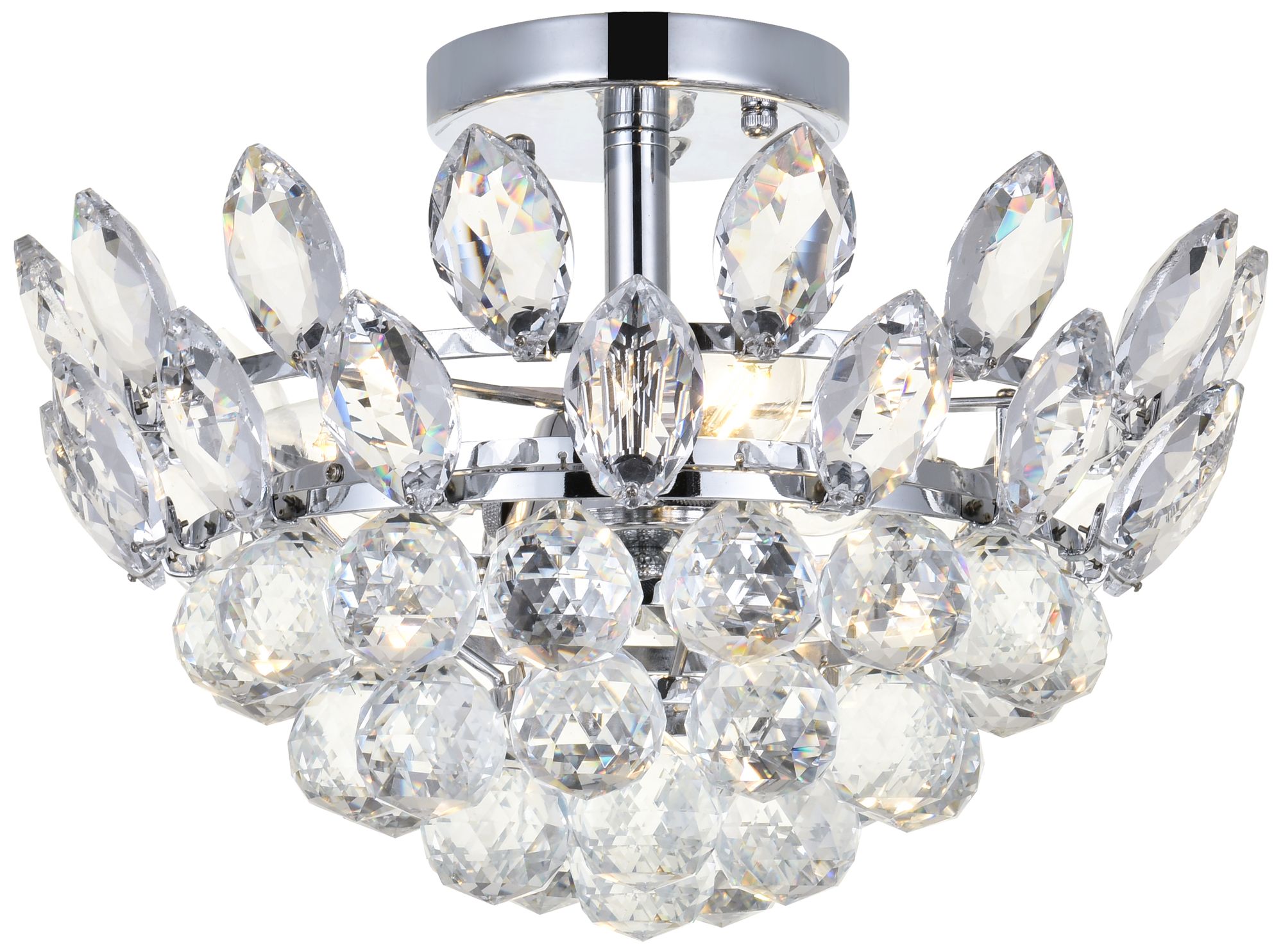 Emilia 14"W Chrome and Clear Crystal 3-Light Ceiling Light