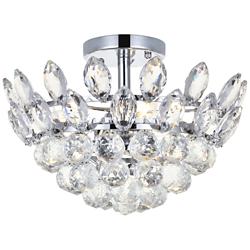 Emilia 14"W Chrome and Clear Crystal 3-Light Ceiling Light