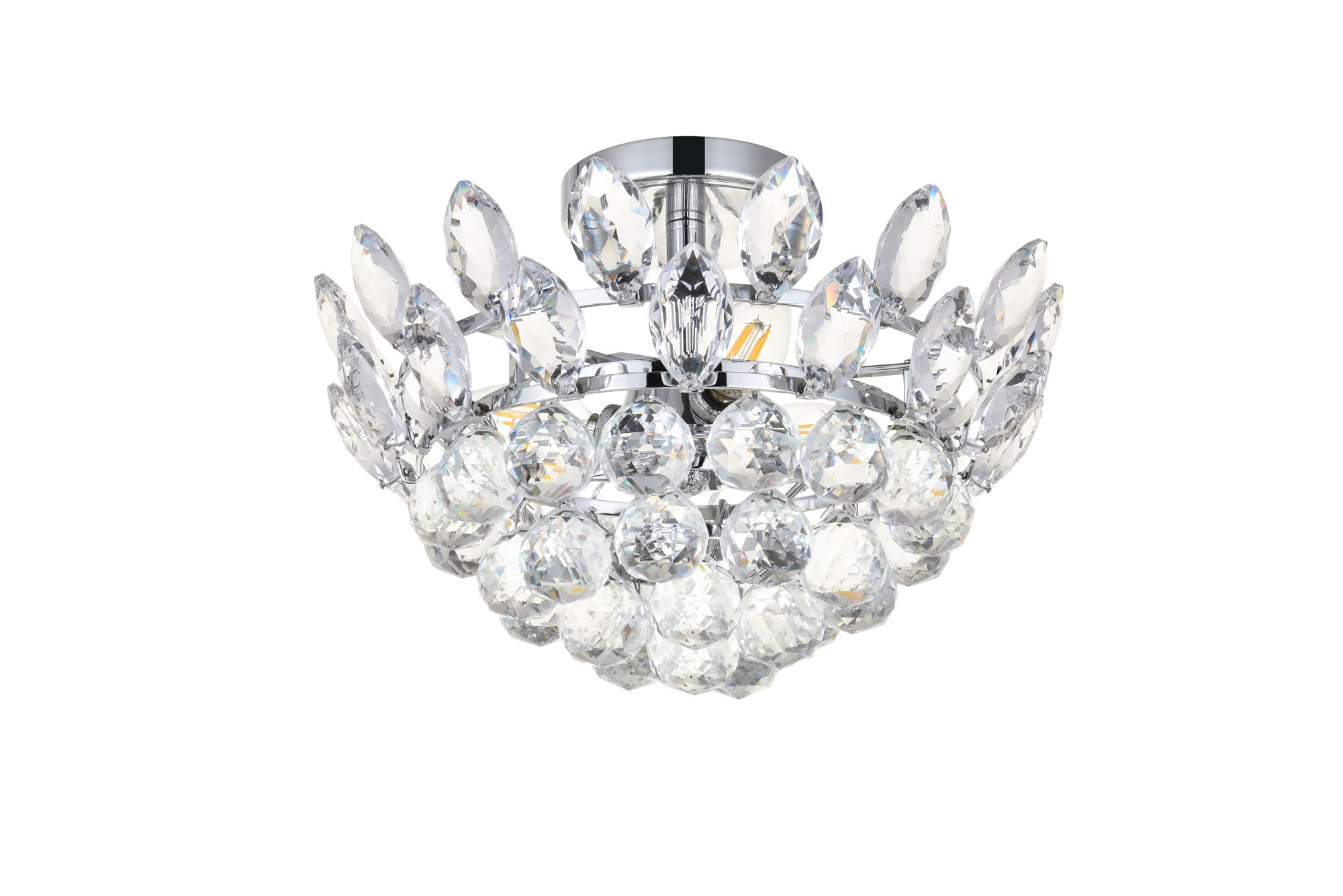 Emilia 14"W Chrome and Clear Crystal 3-Light Ceiling Light