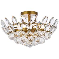 Emilia 16" Wide Brass Clear Crystal 3-Light Ceiling Light
