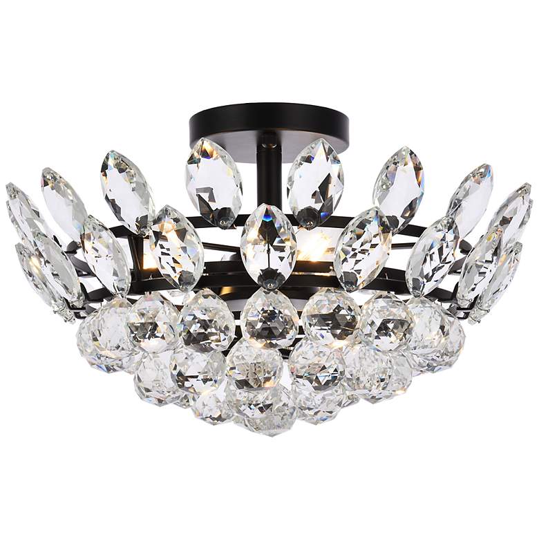 Image 2 Emilia 16"W Black and Clear Crystal 3-Light Ceiling Light