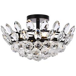 Emilia 16"W Black and Clear Crystal 3-Light Ceiling Light