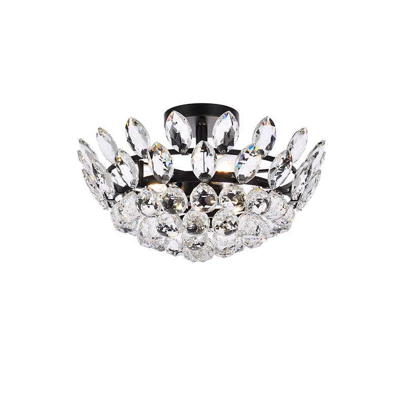 Image 4 Emilia 16"W Black and Clear Crystal 3-Light Ceiling Light more views