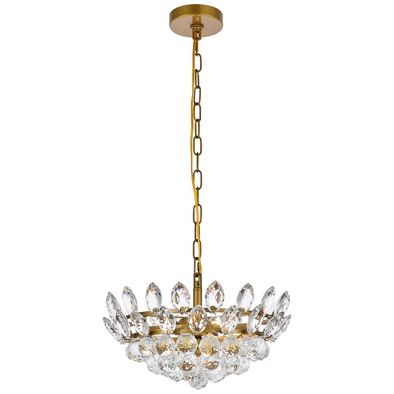 Image 2 Emilia 16"W Brass and Clear Crystal 3-Light Pendant Light