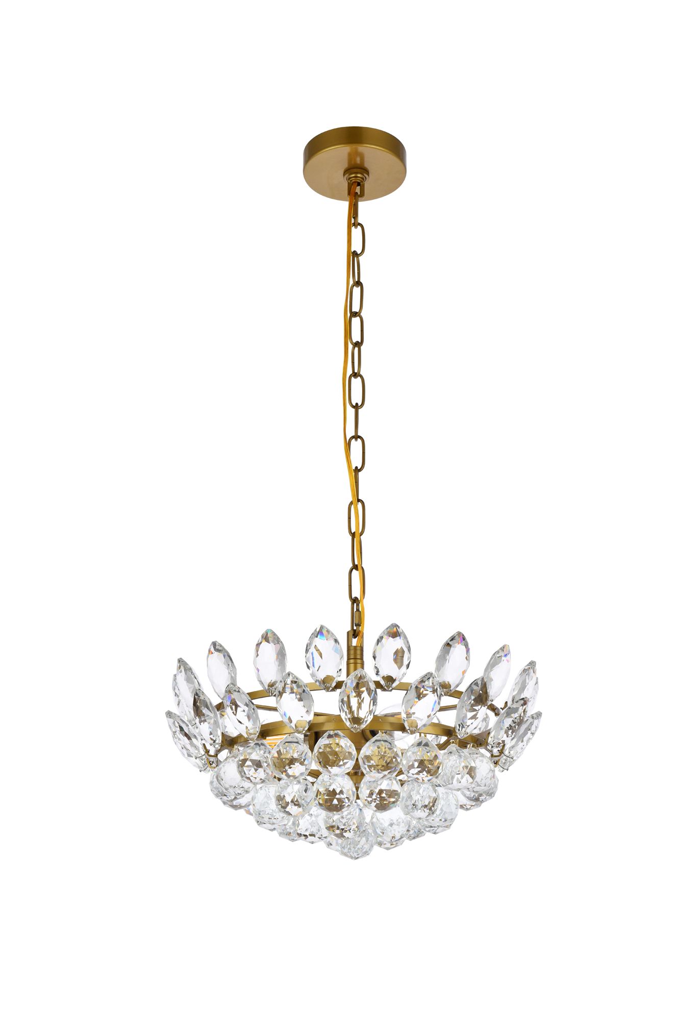 Emilia 16"W Brass and Clear Crystal 3-Light Pendant Light