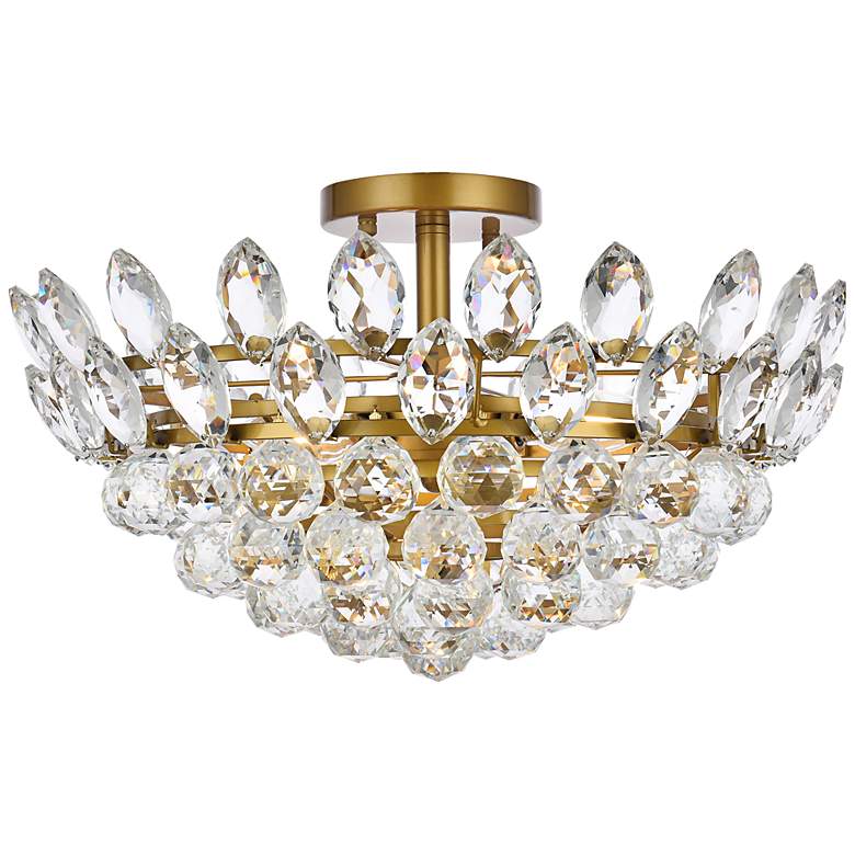 Image 3 Emilia 18"W Brass and Clear Crystal 5-Light Ceiling Light