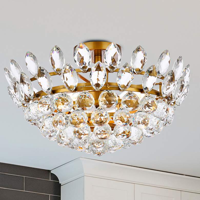Image 2 Emilia 18"W Brass and Clear Crystal 5-Light Ceiling Light