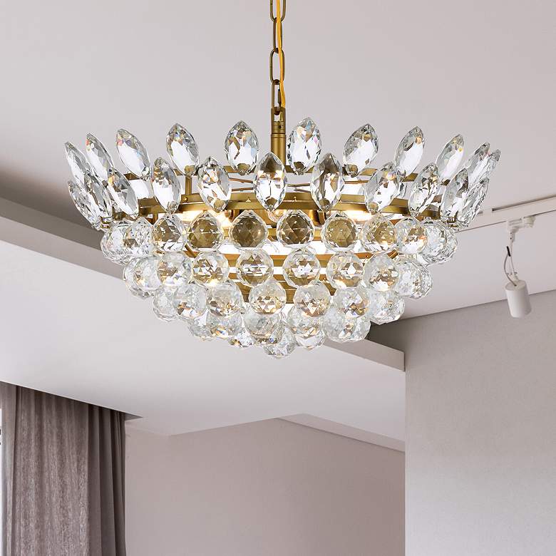 Image 1 Emilia 20" Wide Brass and Clear Crystal 5-Light Pendant