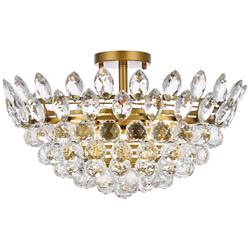 Emilia 20"W Brass and Clear Crystal 5-Light Ceiling Light