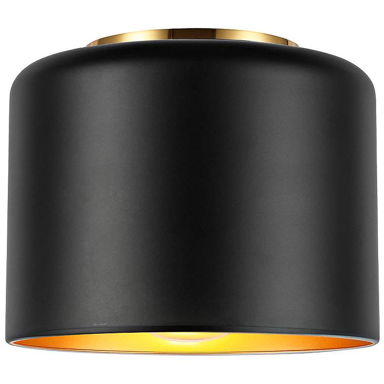 Image 2 Emilia 8" Wide Matte Black and Aged Brass Ceiling Light