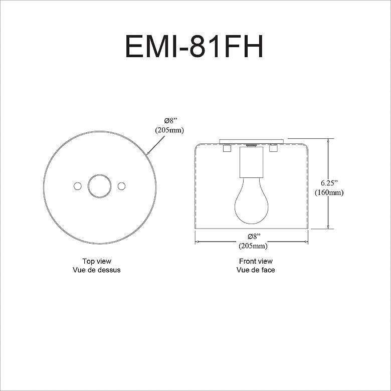 Image 4 Emilia 8" Wide Matte Black and Aged Brass Ceiling Light more views