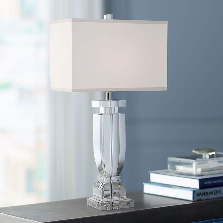 Image 1 Emilia Crystal Table Lamp with Rectangular Shade