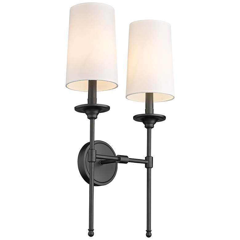 Image 1 Emily 24 inch High Matte Black Metal 2-Light Wall Sconce