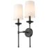 Emily 24" High Matte Black Metal 2-Light Wall Sconce