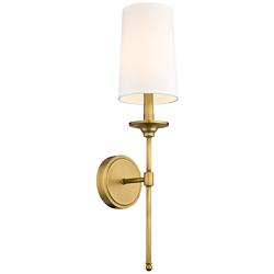 Emily 24&quot; High Rubbed Brass Metal Wall Sconce