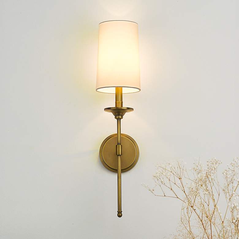 Image 1 Emily 24" High Rubbed Brass Metal Wall Sconce