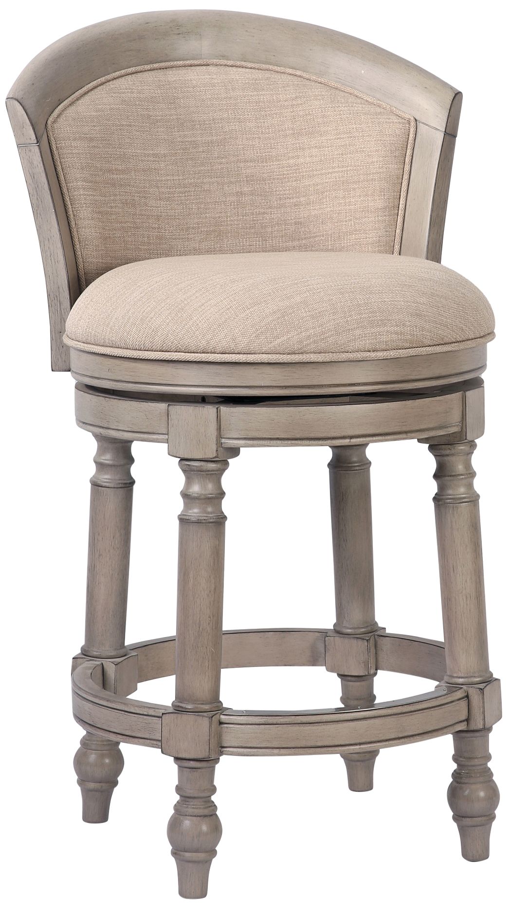 Image 2 Emily 26" Beige Santon Linen Fabric Swivel Counter Stool