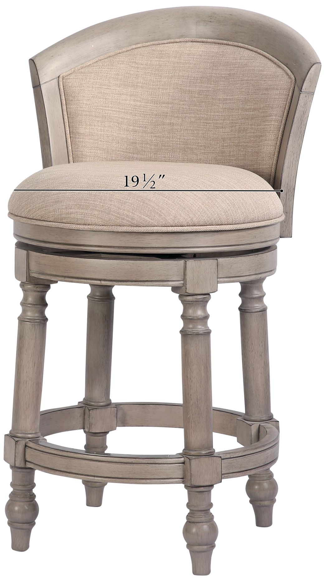 Emily 26" Beige Santon Linen Fabric Swivel Counter Stool