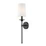 3_Emily 26" High Matte Black Wall Sconce more views