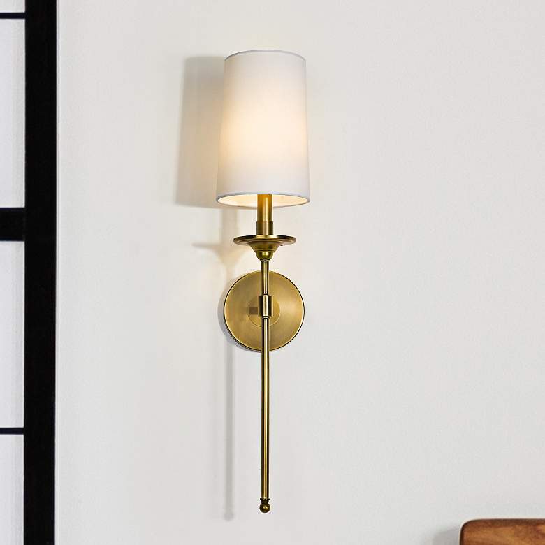 Image 1 Emily 26" High Rubbed Brass Wall Sconce