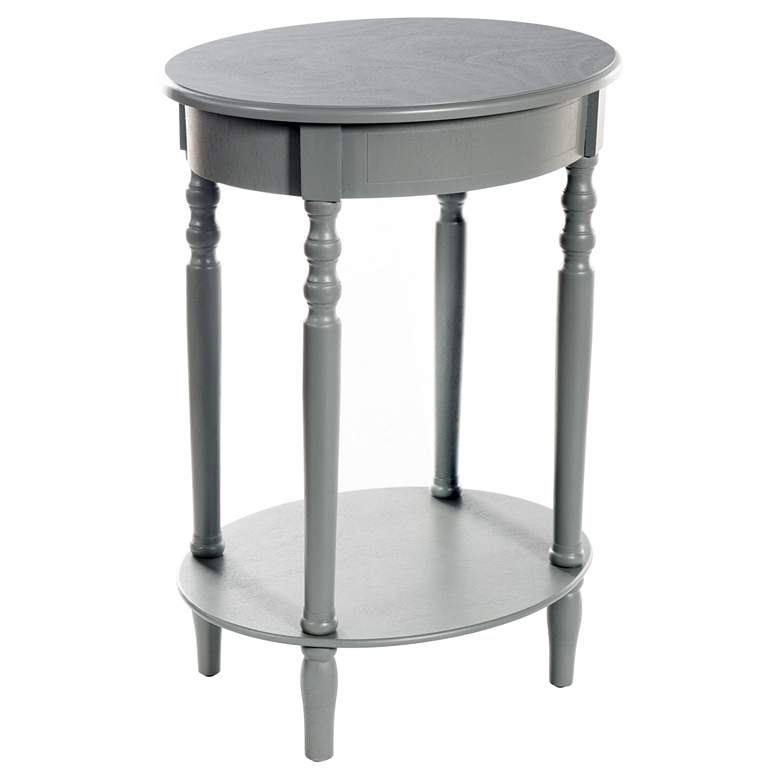 Image 1 Emily 27" High Antique Gray Oval Accent End Table with Storage Shelf