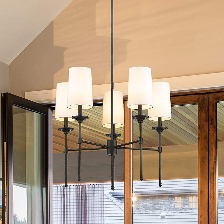 Image 2 Emily 28" Wide Matte Black 5-Light Chandelier