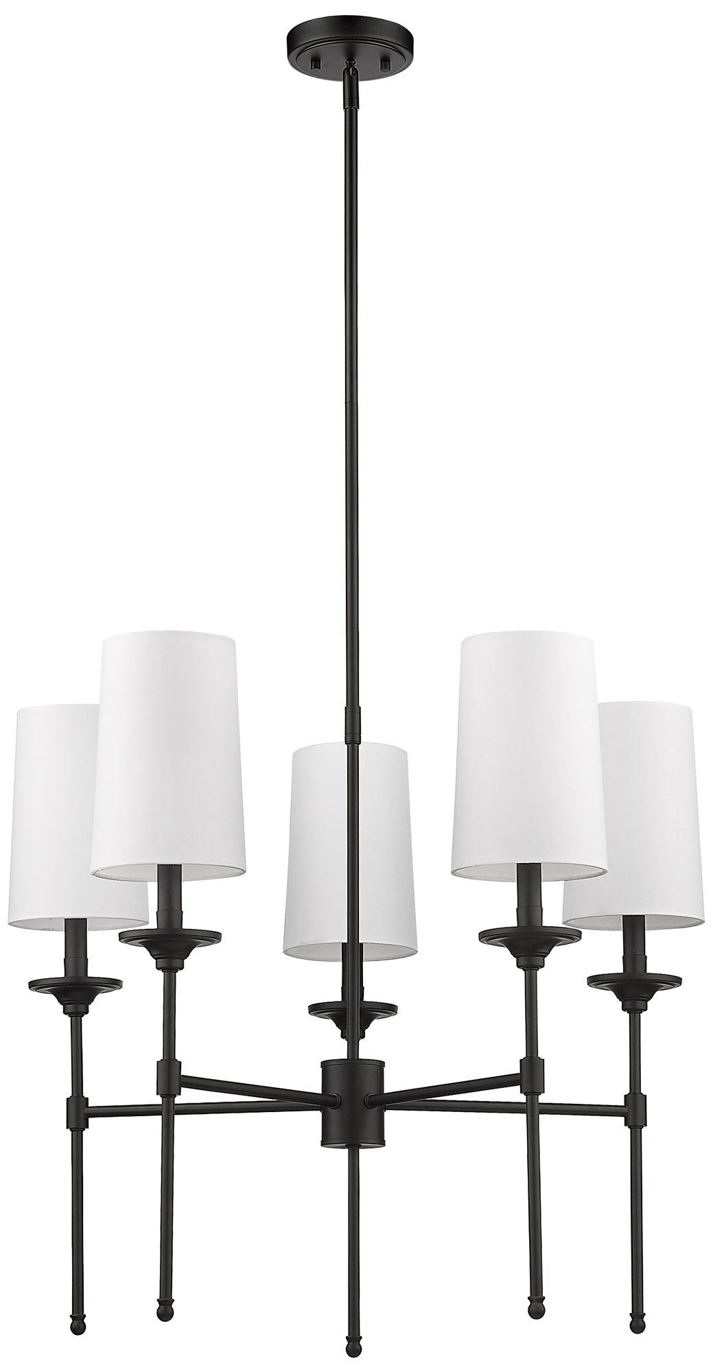 Emily 28" Wide Matte Black 5-Light Chandelier in scene