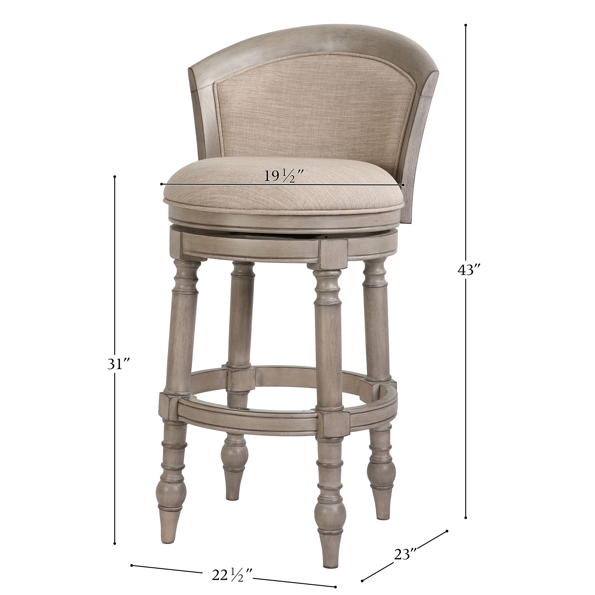Image 6 Emily 31" Beige Santon Linen Fabric Swivel Bar Stool more views
