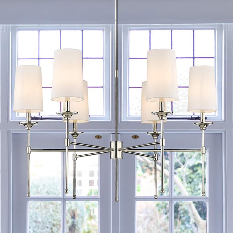 Image 1 Emily 38" Wide Brushed Nickel 6-Light Chandelier