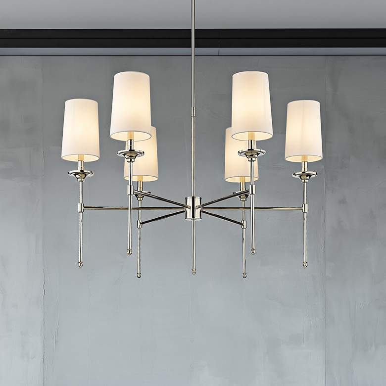 Image 2 Emily 38" Wide Polished Nickel 6-Light Chandelier