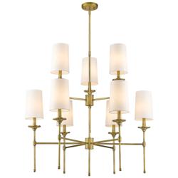 Emily 38" Wide Rubbed Brass 9-Light Chandelier