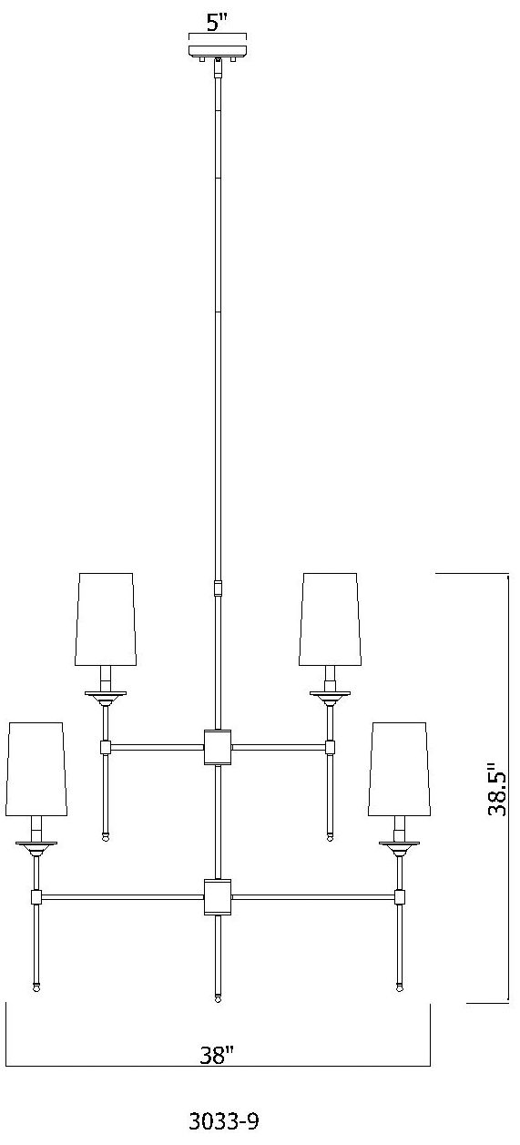 Emily 38" Wide Rubbed Brass 9-Light Chandelier