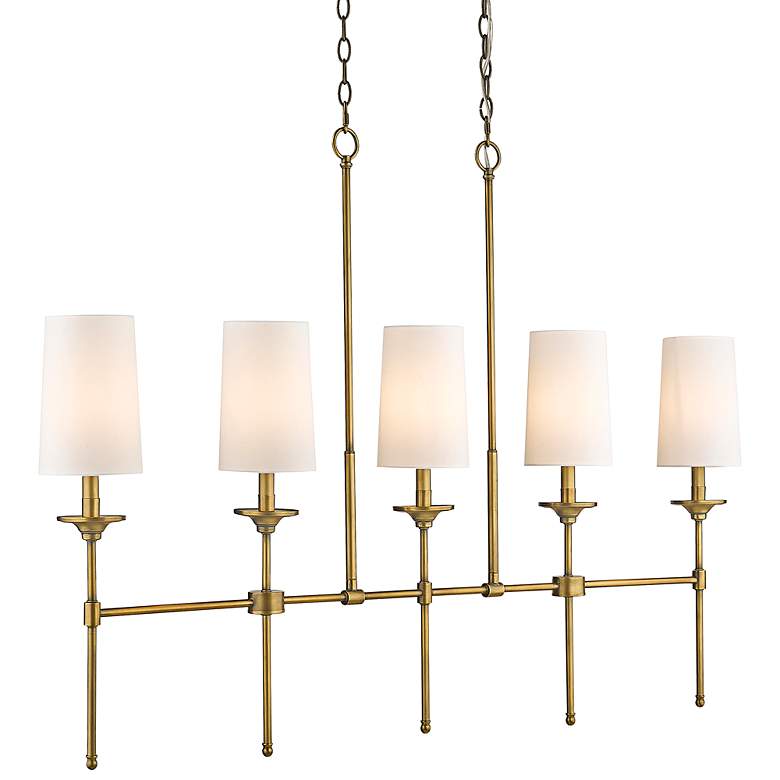 Image 3 Emily 51" Wide Rubbed Brass Steel 5-Light Linear Pendant